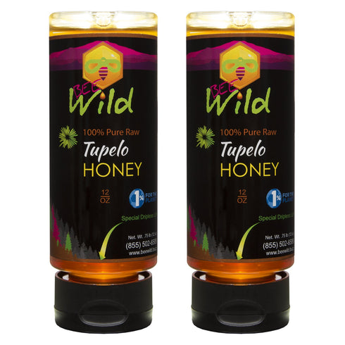 Bee Wild 100% Pure Raw Organic Unfiltered Honey - Tupelo, 12 ounce Pack of
