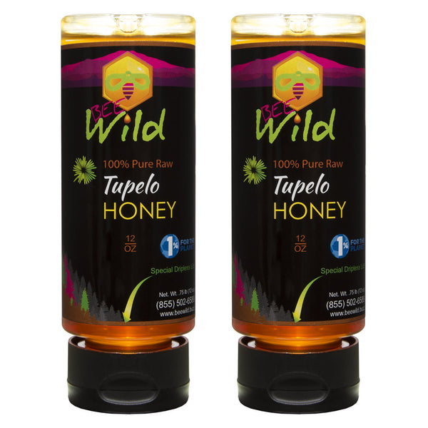 Bee Wild 100% Pure Raw Organic Unfiltered Honey - Tupelo, 12 ounce Pack of