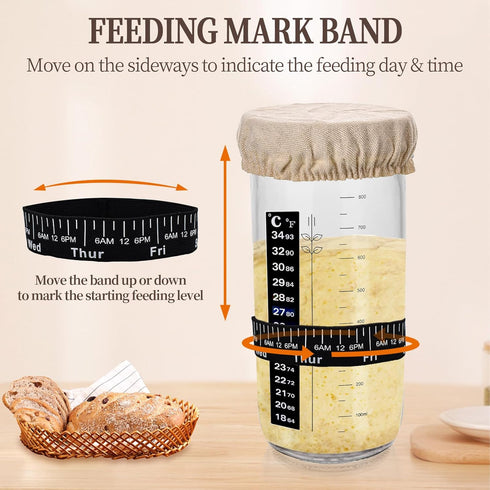 Gdsinstna 34oz 2Pack, Sourdough Starter Kit, Large Sourdough Starter Jar Glass Sourdough Bread Baking Supplies