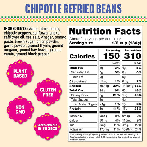 10 Somos Chipotle Refried Black Beans, Ounce