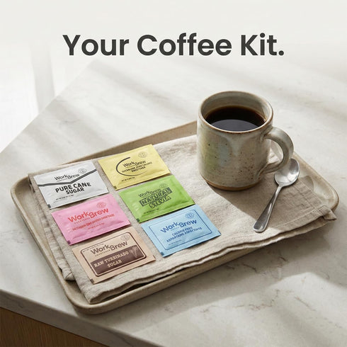 WorkBrew Packets Pack 200 Count, Sweetener Variety with Stirrers, Individually Wrapped Coffee Sweeteners, Stevia, Cane