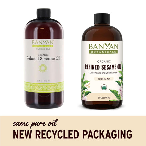 24 oz Banyan Botanicals Refined Sesame Oil Organic Sesame Oil for Skin, Body, Hair & More Multiple Sizes Non GMO