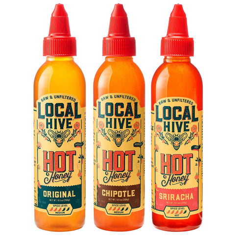 Local Hive Honey Pack Local Hive Hot Honey Trio Original, Chipotle & Sriracha Honey Sampler