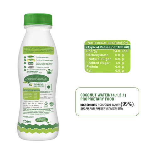 NWIL (Pack 6, 200ml Paper Boat Coconut Water, Refreshing Coconut Flavour, Vital Minerals of Each)