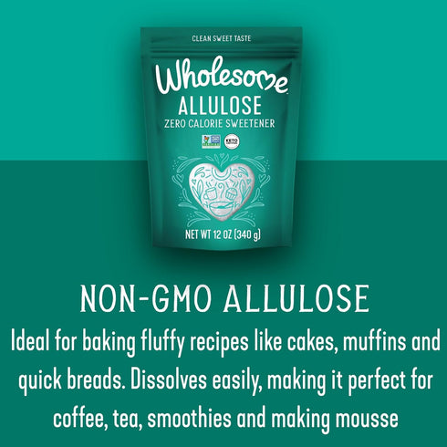 12-Ounce (Pack 2) Wholesome Allulose Sweetener, Bag, Zero Calorie Granulated Sugar Substitute, Non GMO, Non Erythritol