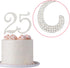 25 Cake Topper - Premium Silver Metal - 25th Birthday or Anniversary Party Sparkly Rhinestone Decoration in Box