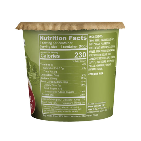 2.12oz (Pack 12) Kodiak Cakes Instant Protein Apple Cinnamon Oatmeal in a Cup