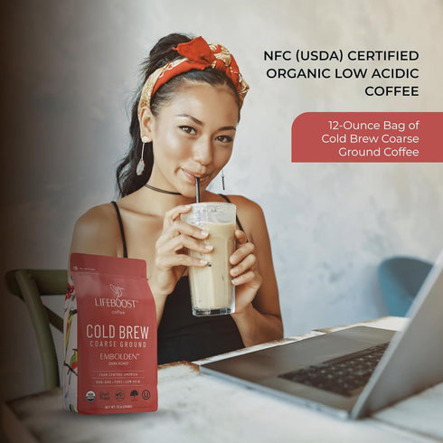 3rd 12 Lifeboost Dark Cold Brew Coffee - Single Origin Non-GMO USDA Organic Low Acid Coarse Ground Coffee for Cold Brew
