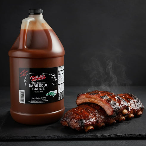 (1 Wells Hog Heaven Barbecue Sauce Gallon) | Carolina Vinegar Based Barbecue Sauce | No High Fructose Corn Syrup |