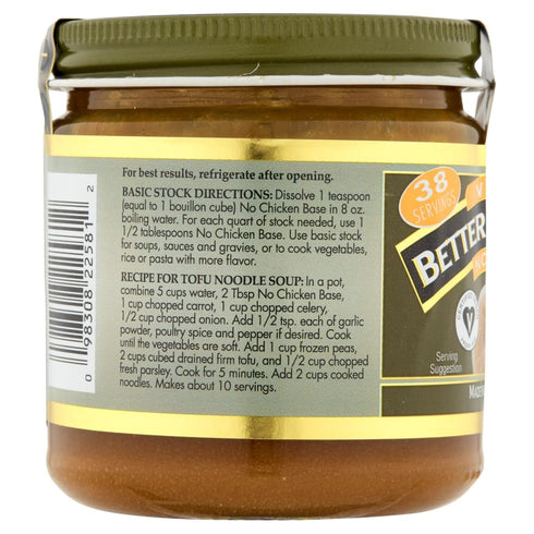 9.5 38 8 OZ (Pack 1) Better Than Bouillon Vegetarian No Chicken Base, Made with Seasoned Vegetables, Certified Vegan