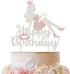 LINGTEER Happy Birthday Crown Queen Lady Rhinestone Cake Topper - Pink Cake Centerpieces Decorations Gift Sign for