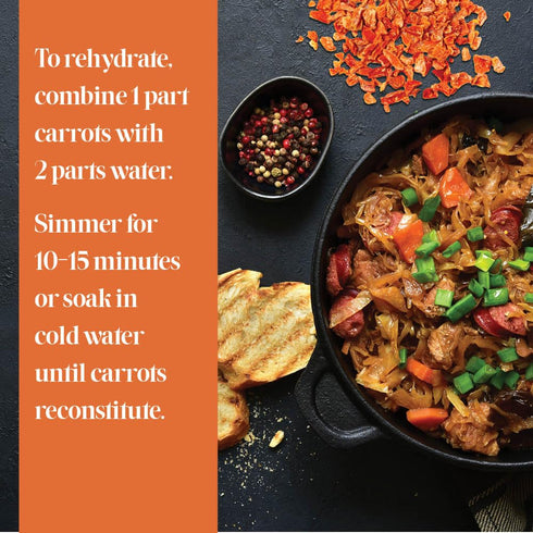 32oz Gourmanity Dried Carrots, Resealable Bag, Fresh-Tasting and Easy to Use, Adds Flavor, Color and Texture to Soups