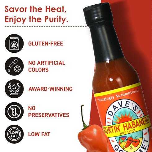5oz (Pack 1) Dave's Gourmet Hurtin' Habanero Hot Sauce - Balanced Moderate Heat with Habanero, Garlic & Spices - Hot
