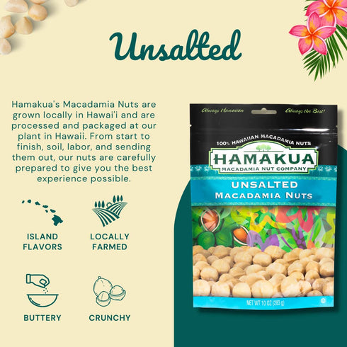 (10 oz Hamakua Macadamia Nuts - Unsalted Hawaiian Grown Dry Roasted Half and Whole Macadamias without Salt - Natural