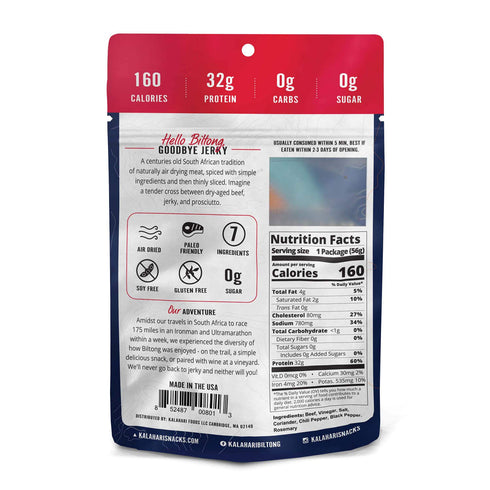 Spicy Peri Peri Kalahari Biltong - Air-Dried Thinly Sliced Beef, 2oz (Pack of 3), Keto & Paleo Snack