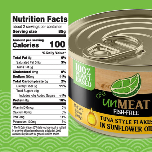 12 Pack unMEAT Plant Based Tuna Style Flakes in Sunflower Oil Vegan Canned Tuna for Quick Meal Prep