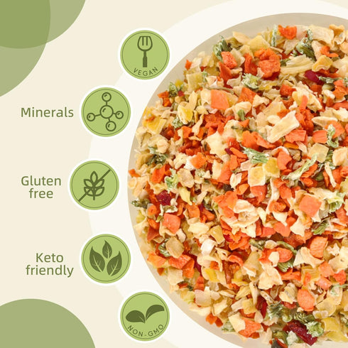 16 oz, Besway Dehydrated Vegetables Potatoes, Carrots, Onion Flakes, Cabbage, Celery, Bell Peppers, Perfect for Soups