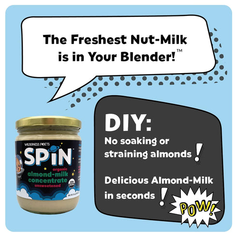 28 (16 Wilderness Poets SPiN, Organic Almond Milk Concentrate (Unsweetened) - Servings - Make Almond Milk or Non-Dairy