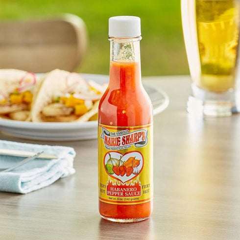 10 oz Marie Sharps Fiery Hot Habanero Pepper Sauce, Extra Hot Belizean Hot Sauce with Intense Heat & Flavor