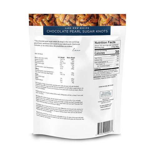 1-Pack, 2.5-lb Lars Own Professional Series Chocolate Pearl Sugar Resealable Bag Intense Dark Chocolate Flavor