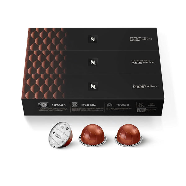 Nespresso Capsules Vertuo, Roasted Hazelnut, Medium Roast Coffee, 30 Count Coffee Pods,