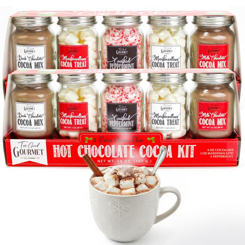 Hot Chocolate Cocoa Bar Set, 2-Pack, Gourmet Cocoa Powder, Marshmallows & Peppermint