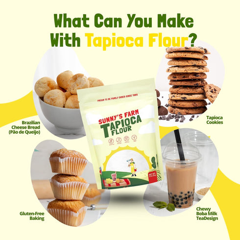16oz (Pack 1) Sunny's Farm Tapioca Flour Non-GMO, Gluten-Free, Grain-Free, Vegan Tapioca Starch for Baking, Cooking