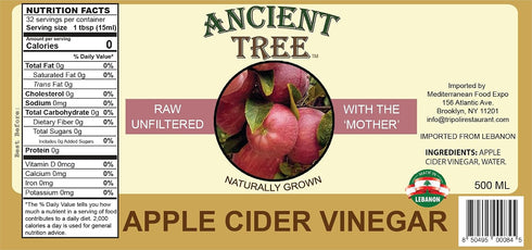 500 ML Ancient Tree Apple Cider Vinegar With "The Mother" Imported Lebanon