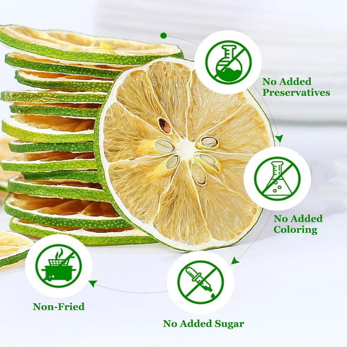 SXETBEAN 3.5oz/100g Dried Lime Slices, Dehydrated Limes, Natural Dried Limes for Cocktails, Crafts, Cake Decoration