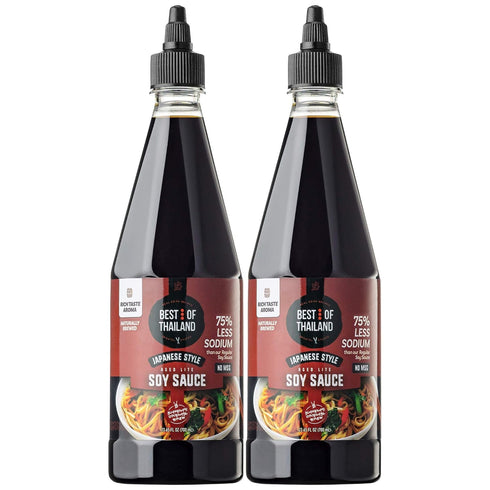 Best of Thailand Japanese Soy Sauce | Lite Dark Soy Sauce, Barrel Aged | 2 Bottles 23.65oz | Authentic Asian Marinade,