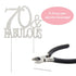 70th Birthday Party Cake Topper - Premium Silver Metal, Sparkly Rhinestone Decoration, 70 and Fabulous, Great