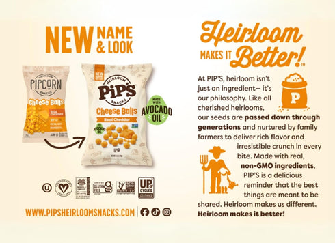 1 oz (24 Packs Pips Heirloom Cinnamon Churro Twists Bags pk) Individually Wrapped Snack Made With Heirloom Corn