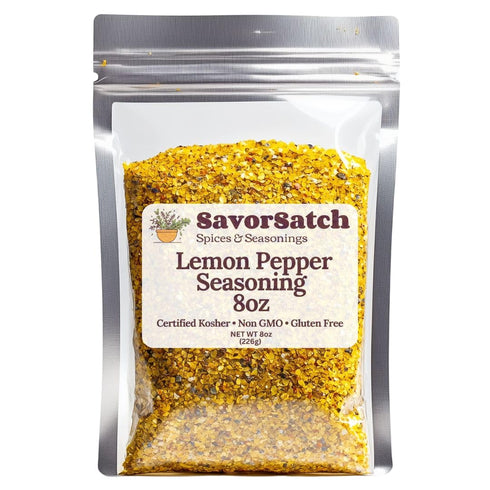 SavorSatch Lemon Pepper Seasoning Certified Kosher, All-Purpose Blend for Vegetables, Seafood & Poultry,