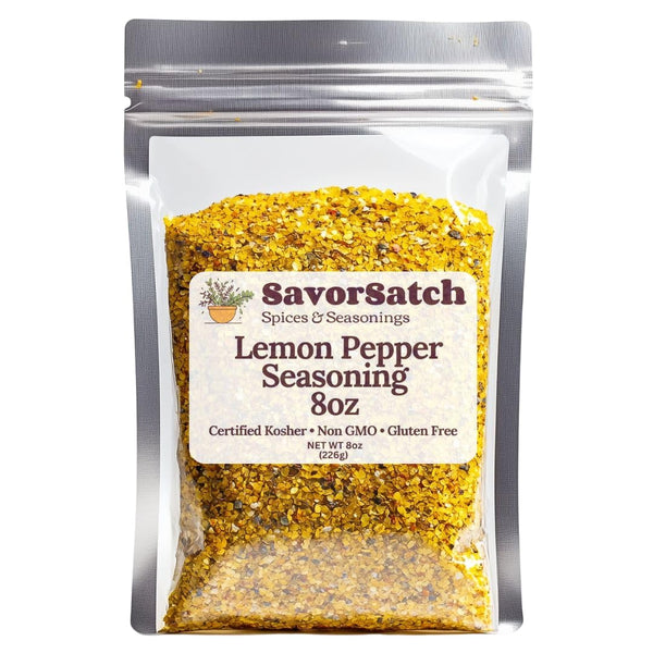 SavorSatch Lemon Pepper Seasoning Certified Kosher, All-Purpose Blend for Vegetables, Seafood & Poultry,