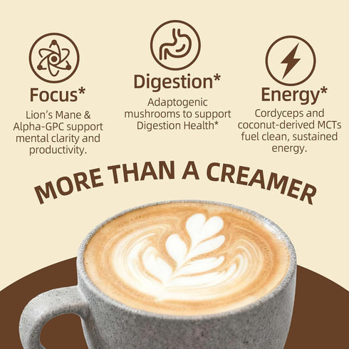 50 20-in-1 14 Mushroom Coffee Creamer, Servings, Superfood Coconut Creamer Powder with Mushroom Supplements