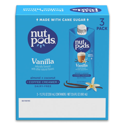 (3-Pack) nutpods Vanilla Non Dairy Coffee Creamer, Sweetened with Organic Cane Sugar, Made from Almonds and Coconuts