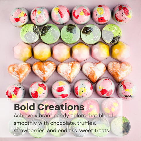 12 Set 0.64 oz Chefmaster Bottle of Candy Colors, True-Tone Shades, Oil-Based, Professional-Grade Dye, Chocolate