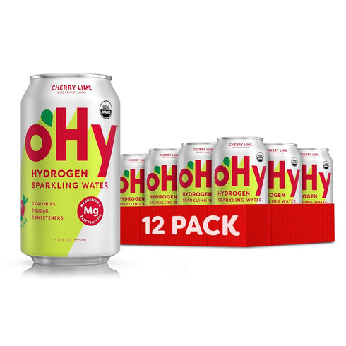 oHy Hydrogen Sparkling Water Magnesium & Antioxidant Hydration, Zero Sugar, Zero Calories,