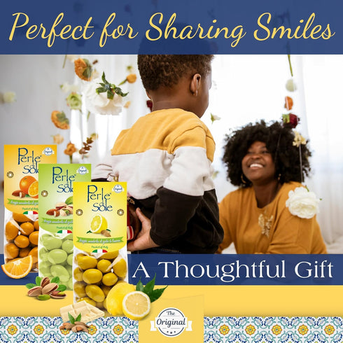 (5.29 oz.) 2-Pack Perle di Sole Lemon Chocolate Covered Almonds - White Chocolate Lemon Almonds - Italian Food Products