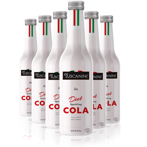 Tuscanini Italian Diet Cola Soda 9.3oz (6 Pack) Naturally Caffeine Free, Aspartame