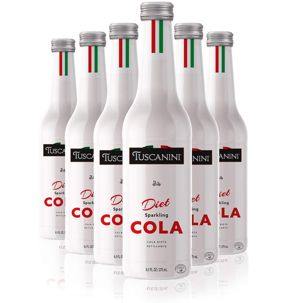 Tuscanini Italian Diet Cola Soda 9.3oz (6 Pack) Naturally Caffeine Free, Aspartame