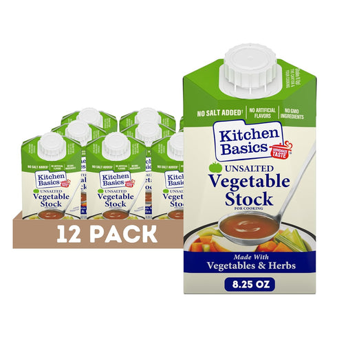 Kitchen Basics Unsalted Vegetable Stock, 8.25 oz (Pack of 12) | No