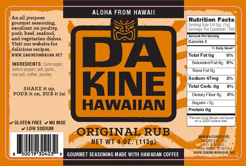 Da Kine Hawaiian Premium BBQ Dry Rub Seasoning, Authentic Gluten-Free Blend for Smoking, Grilling & Cooking (1 Pack)