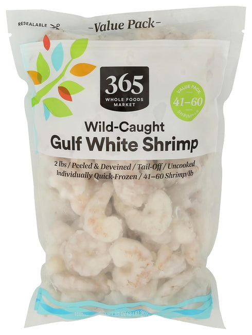 365 by Whole Foods Market , Valuepack Shrimp White Gulf Wild 41 60, 32 Ounce