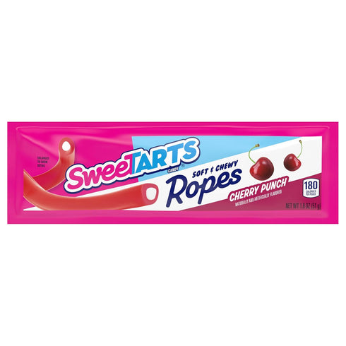 1.8 (Pack 24) SweeTARTS Soft and Chewy Ropes, Cherry Punch Flavor, Ounce Pouches