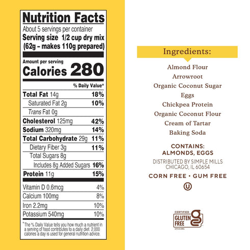 by Simple Mills 10.4 (Pack 1) Simple Mills Just Add Water Almond Flour Pancake Mix, Original Protein - Gluten Free