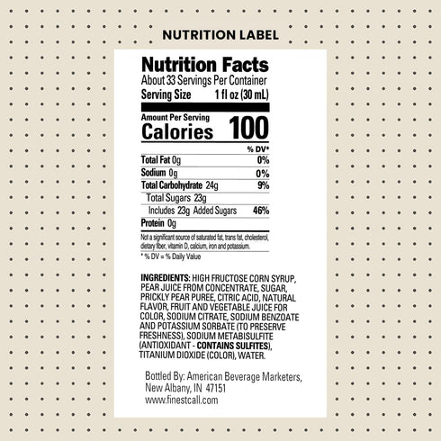 1 (33.8 Oz), Pack 3 Finest Call Premium Prickly Pear Syrup Drink Mix, Liter Bottle Fl