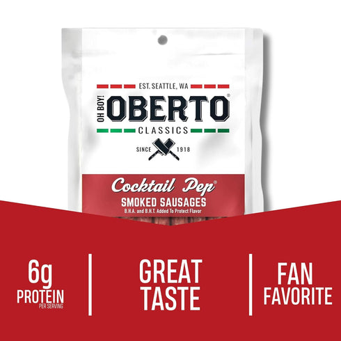 12 Oh Boy! Oberto Classics Cocktail Pep Smoked Sausages, Ounce