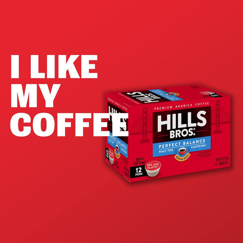 Hills Bros Decaf Medium Roast Single Serve Coffee Pods, 12 Count, Keurig Compatible