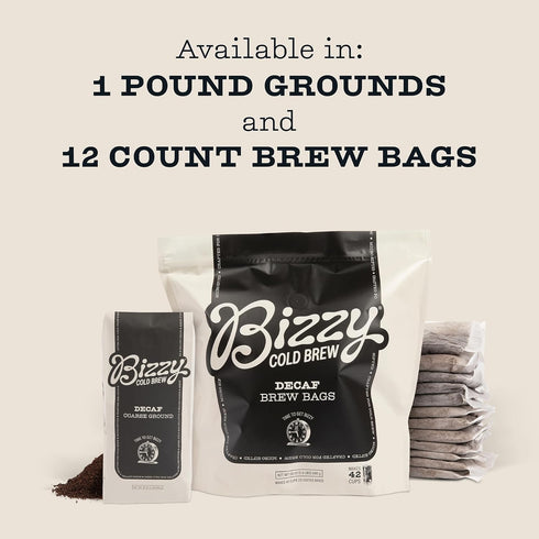 100% 1 LB Bizzy Cold Brew Coffee | Decaf Blend | Water Process | Coarse Ground Coffee | Micro Sifted | Specialty Grade